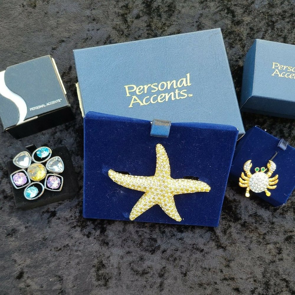 Lot of 3 Brooch Pins with Stones Jewelry Amway Personal Accents Vintage